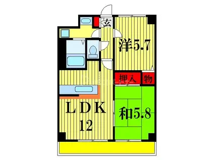 オークタウン鎌ヶ谷(2LDK/3階)の間取り写真