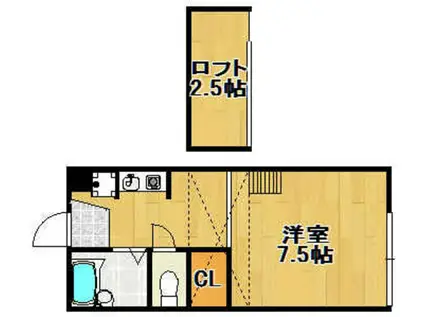 クレスト平井山荘A棟(1K/1階)の間取り写真