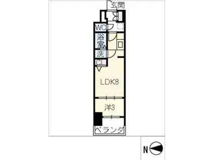 プレサンスジェネ上前津(1LDK/2階)の間取り写真
