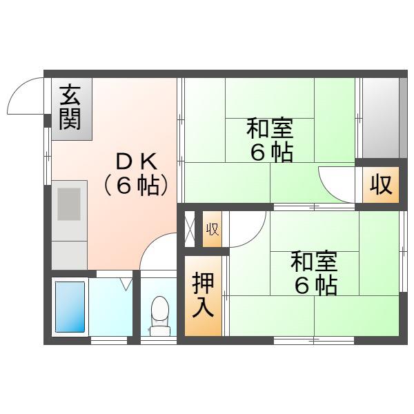 ハイツ舞(2K/1階)の間取り写真
