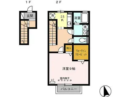 コンフォート高山(1K/2階)の間取り写真