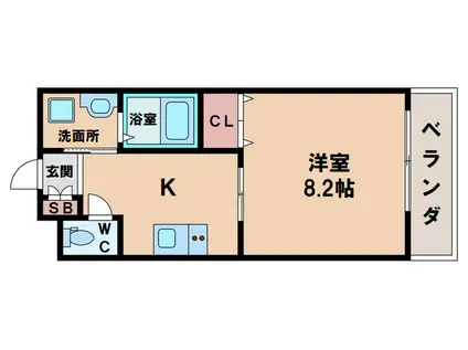 クイーンライフ 勝山北(1K/6階)の間取り写真