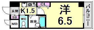 エスリード三宮フラワーロード(1K/2階)の間取り写真