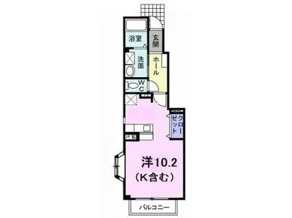 マーヴェラス B(ワンルーム/1階)の間取り写真