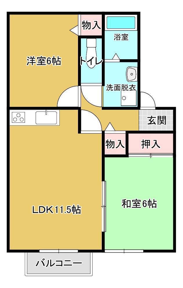 ベジタブルハイツ(2LDK/2階)の間取り写真