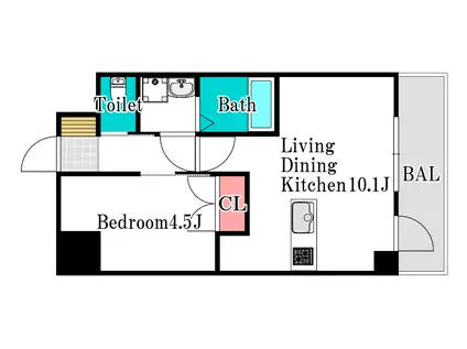 パティオ東古松(1LDK/2階)の間取り写真
