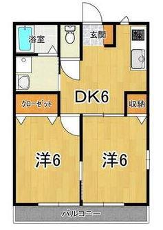 グリーンハイム(2DK/2階)の間取り写真