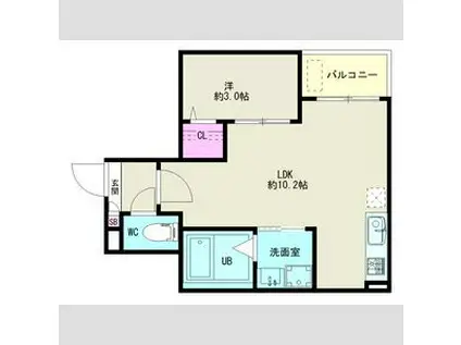 JACK CHIDORII(1LDK/1階)の間取り写真