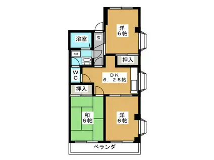 第一プラムフラワーガーデン(3DK/3階)の間取り写真