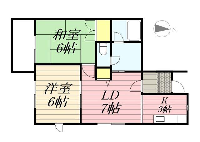 ガーデンコート中之島(2LDK/1階)の間取り写真