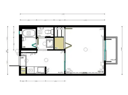 ディアスたまや(1K/2階)の間取り写真