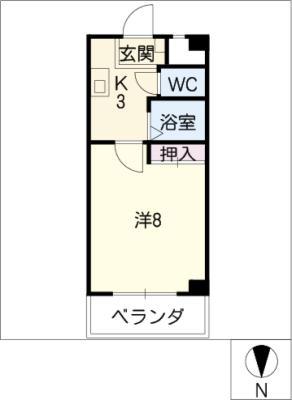 ビュータウン加納(1K/4階)の間取り写真