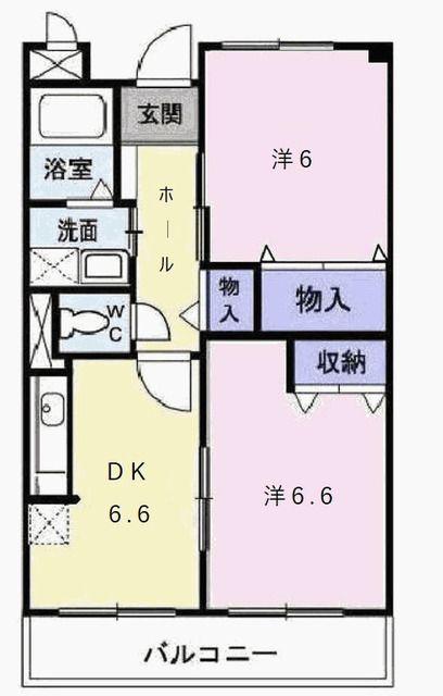 クインシー15(2DK/2階)の間取り写真