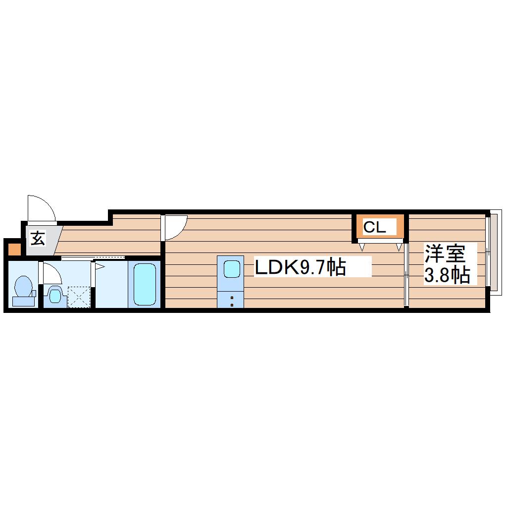 QUARTER富沢(1LDK/1階)の間取り写真