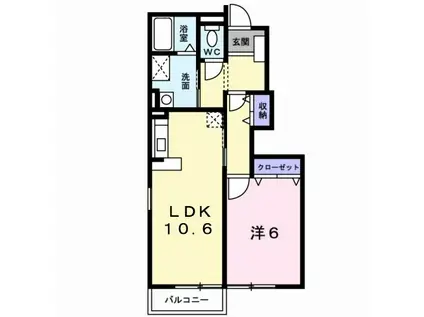 オークヒルI(1LDK/1階)の間取り写真