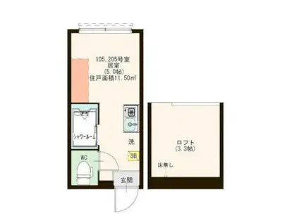 ハーモニーテラス西新小岩(ワンルーム/1階)の間取り写真