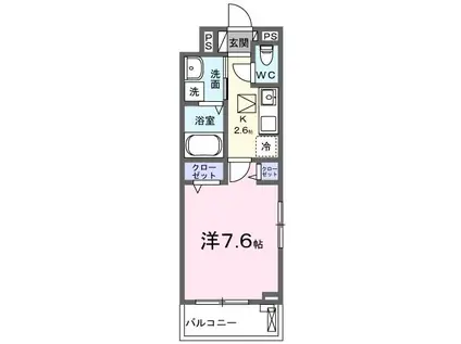 シンフォニーI(1K/1階)の間取り写真