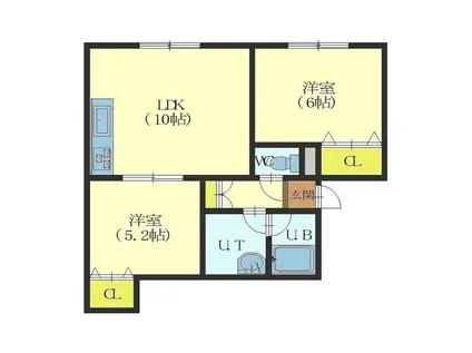 ビューハイツDT(2LDK/2階)の間取り写真