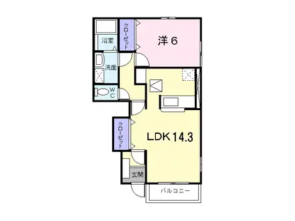 エーデルハイムツバサB(1LDK/1階)の間取り写真