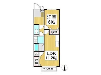 HOPE HILL新田(1LDK/2階)の間取り写真