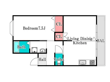 メゾン桜(1LDK/2階)の間取り写真