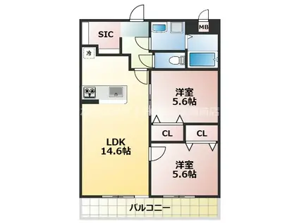 CHAINON楡木(2LDK/2階)の間取り写真