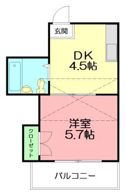 メゾン・ド・アンジュ(1DK/2階)の間取り写真