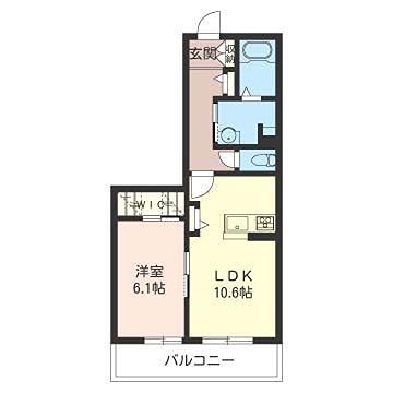 サント・ヴィア・ソーレ(1LDK/3階)の間取り写真