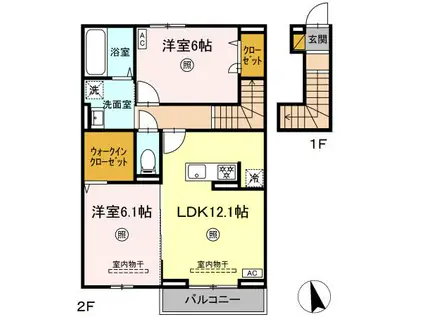 グランディオ A(2LDK/2階)の間取り写真