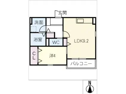 ANECIS桜山西(1LDK/1階)の間取り写真