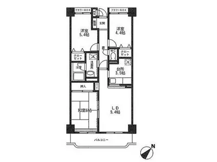 グレースコート志村(3LDK/5階)の間取り写真