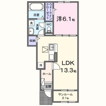 カミーノ オタンタトレ I(1LDK/1階)の間取り写真