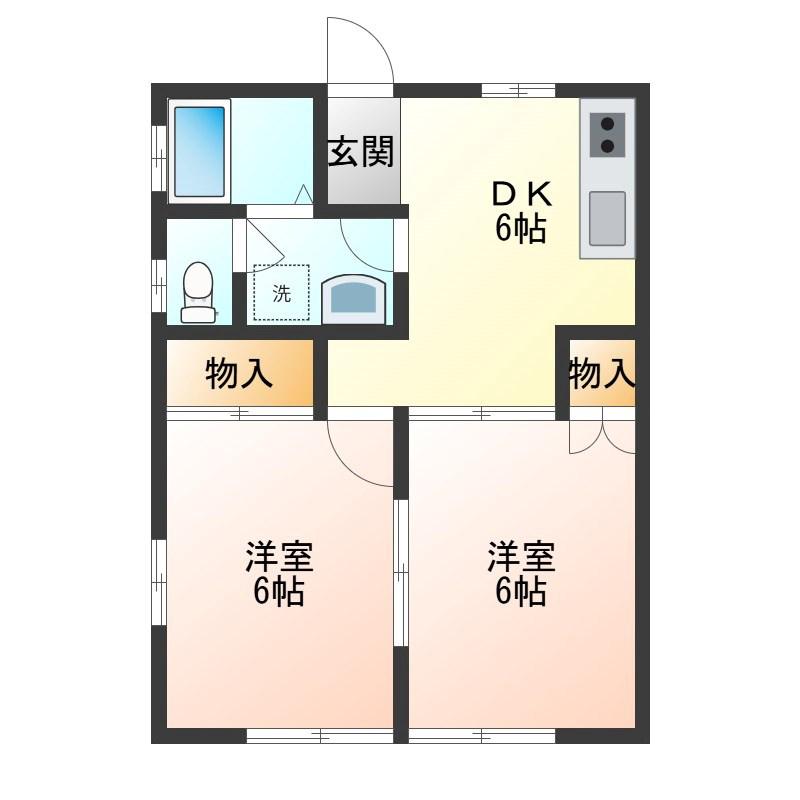 ハイツ栗崎(2DK/1階)の間取り写真
