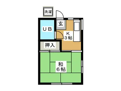 サニーハイム(1K/2階)の間取り写真