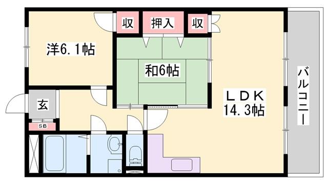 ハイツメロディ(2LDK/1階)の間取り写真