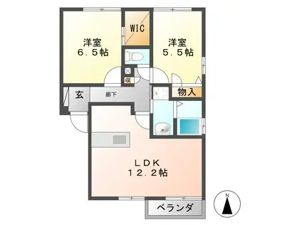 フォーレスフラッツB(2LDK/2階)の間取り写真