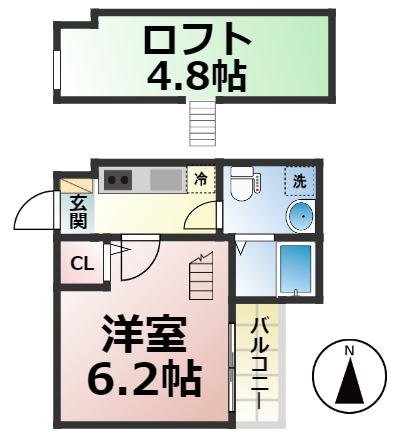 ワルキューレ(1SK/2階)の間取り写真