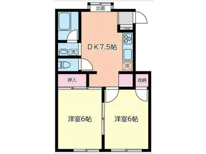 アネックス第1ハイムA棟(2DK/1階)の間取り写真