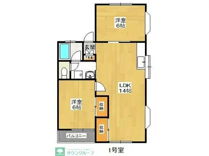 ロイヤル流山(2LDK/1階)の間取り写真