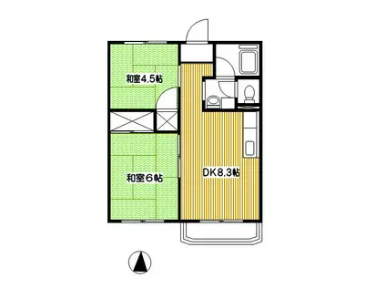 グリーンリバー美野和(2DK/1階)の間取り写真