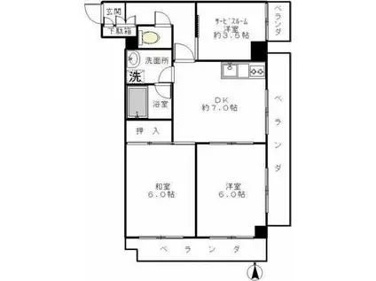 グリーンコート・パートⅠ(2SDK/4階)の間取り写真