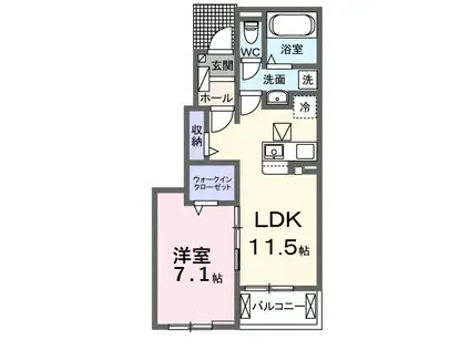 ステーション大美野(1LDK/1階)の間取り写真