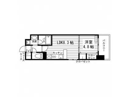 アルソ中央通(1DK/9階)の間取り写真