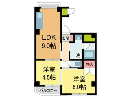 クレセント夙川(2LDK/2階)の間取り写真