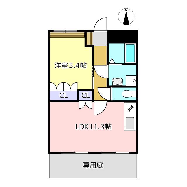 ハイツルーエン(1LDK/1階)の間取り写真