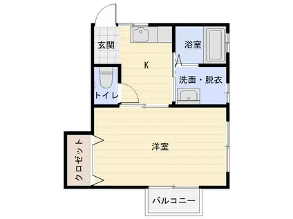 コーポホープ B(1K/1階)の間取り写真