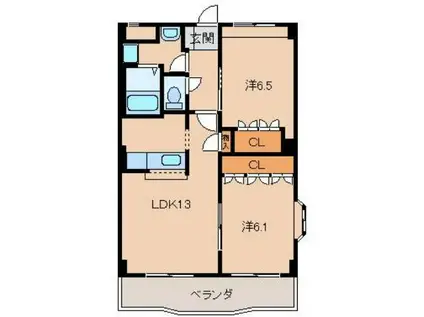 グランヴィア松江(2LDK/2階)の間取り写真