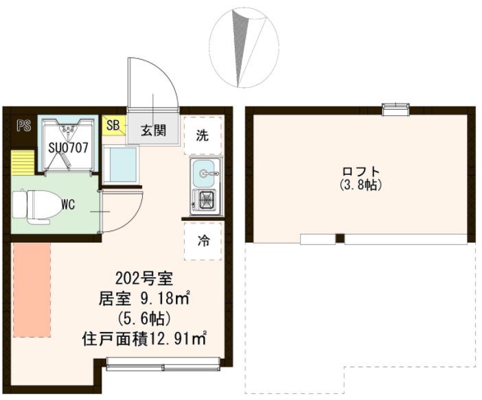 CACHETTE 豊島園(ワンルーム/2階)の間取り写真