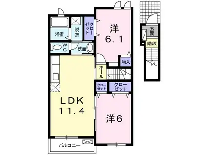 ジョリ・テール(2LDK/2階)の間取り写真