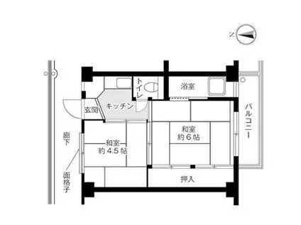 ビレッジハウス中富1号棟(2K/1階)の間取り写真